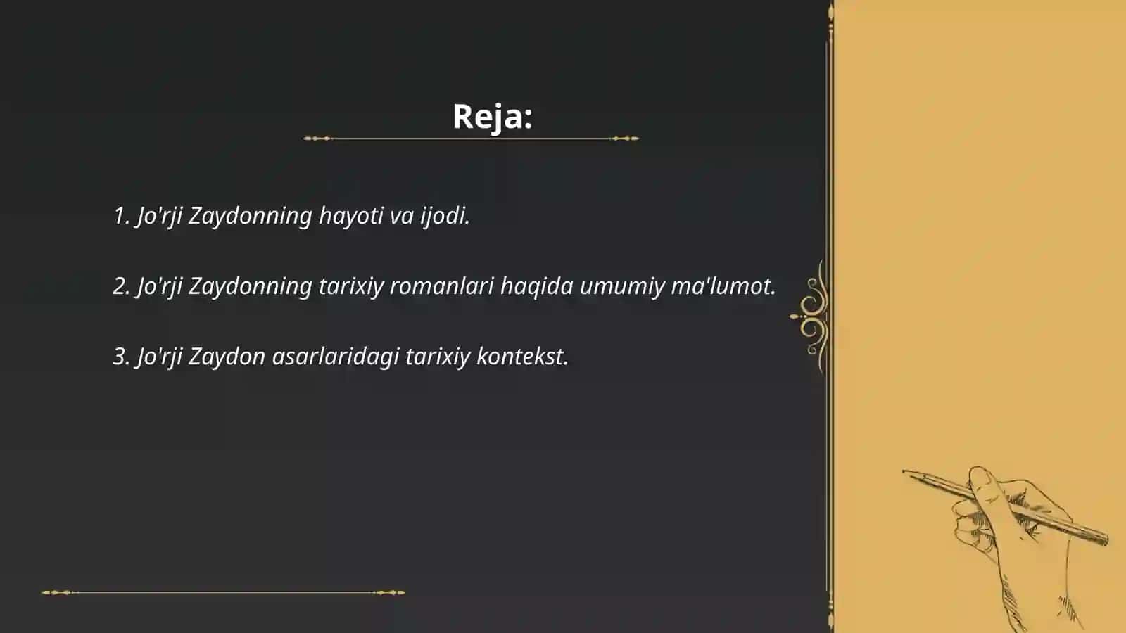 Jo'rji Zaydonning tarixiy romanlarini o'rganish 2