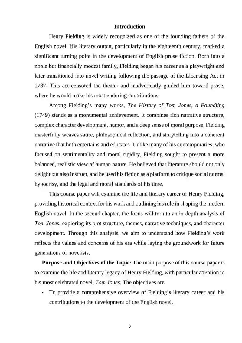 HENRY FIELDING AND HIS NOVEL “TOM JONES” 2