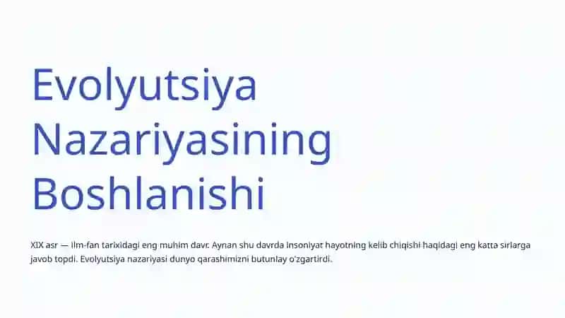 Evolyutsiya Nazariyasining Boshlanishi 2