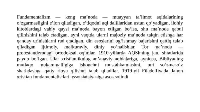 Diniy fundamentalizm radikalizm va terrorizmning tarixi va yoʻnalishlari 2