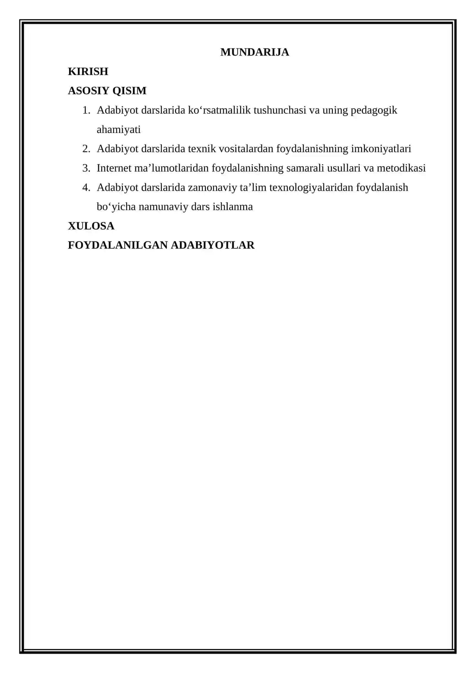 Adabiyot darslarida ko‘rsatmalilik. Texnik vositalar va internet ma’lumotlaridan foydalanish 2
