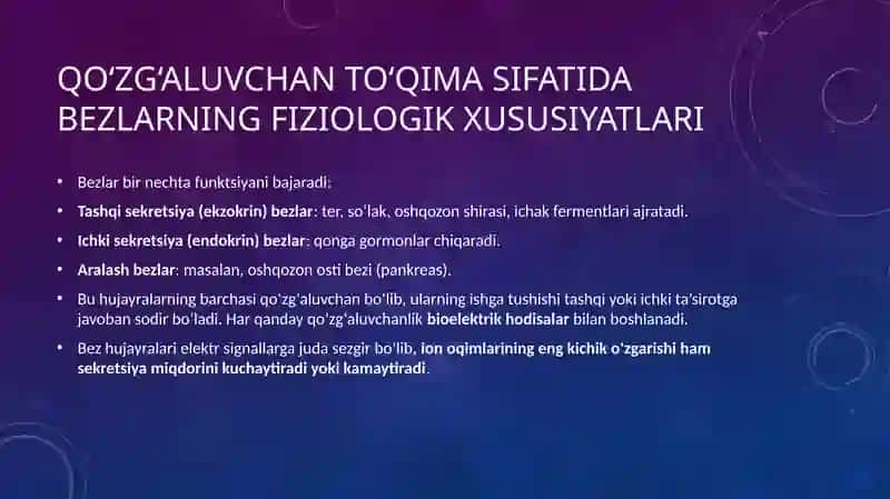Qo‘zg‘aluvchan to‘qima (bezlarda)larda bioelektrik hodisalar (kengaytirilgan ilmiy matn) 2