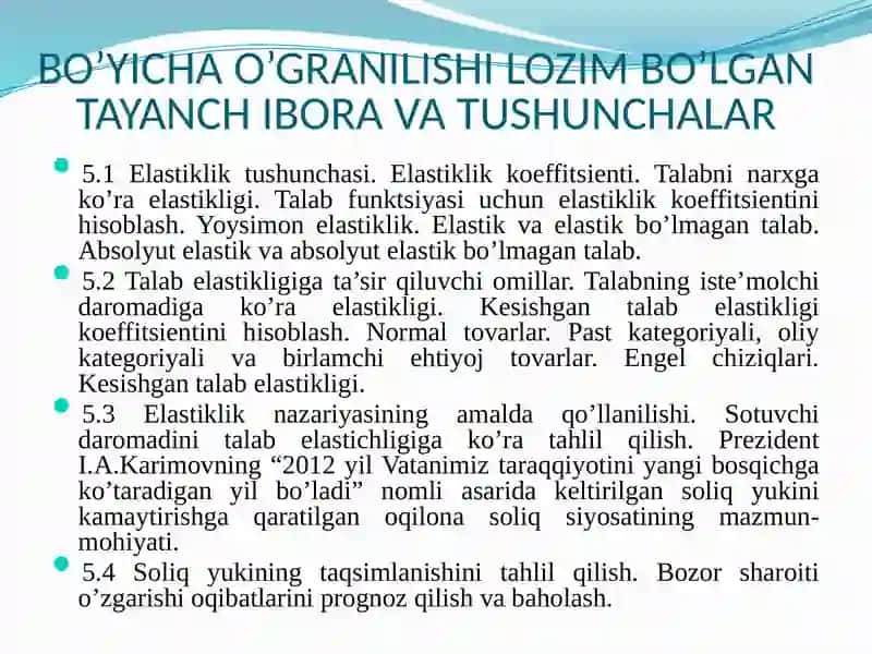 Talab va taklif elastikligi 2