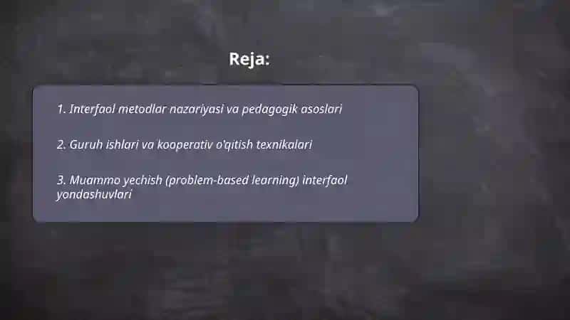 Interfaol metodlar va ularni qòllash mahorati 2
