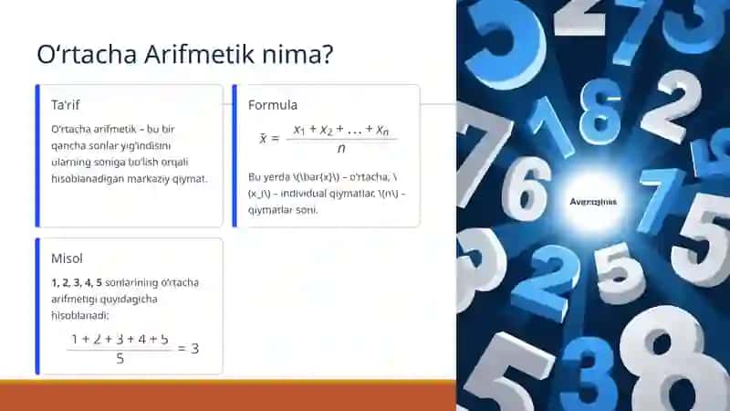 Oʻrtacha Arifmetik Qiymat va uning Xossalari 2