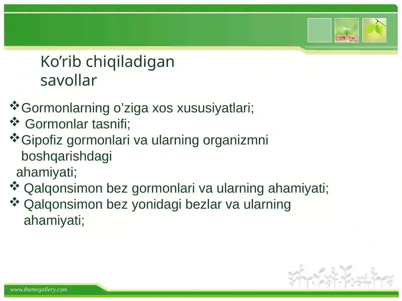 Ichkisekretsiyabezlarifiziologiyasi.Gipotalamo-gipofizartizim.Qalqonsimonbezvaqalqonsimonbezyonidagibezlarfiziologiyasi 2