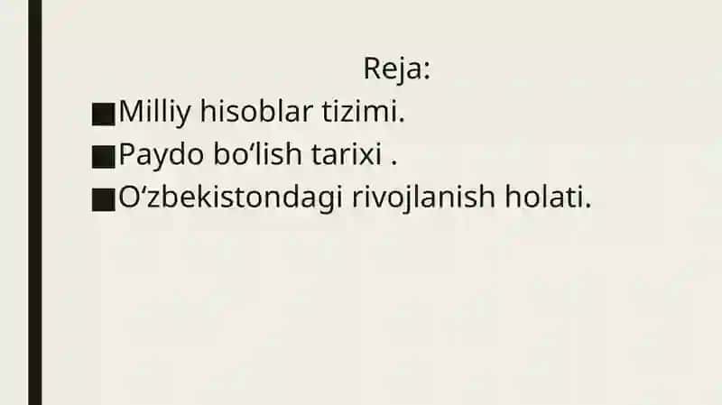 Oʻzbekistonda milliy hisoblar tizimi  holati va istiqbollari 2