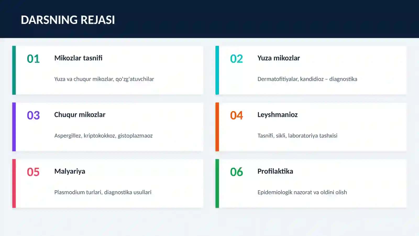 Mikoz qo'zgatuvchilari  yuza va chuqur mikoz (zamburug'li kasalliklar) 2