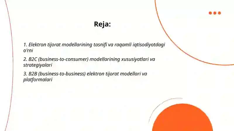 Raqamli iqtisodiyotda elektron tijorat modellari 2
