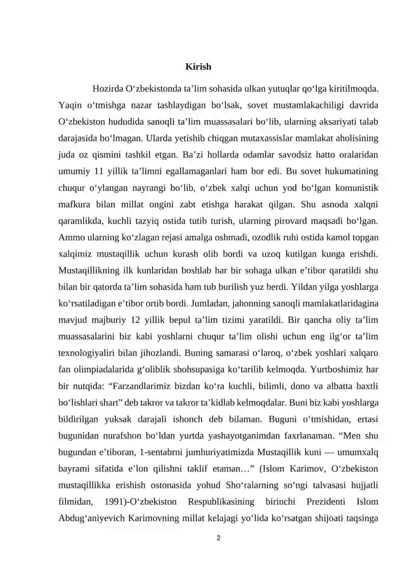 O‘ZBEKISTONDA SOVET DAVRIDA OLIY TA’LIM TIZIMI KURS ISHI 2