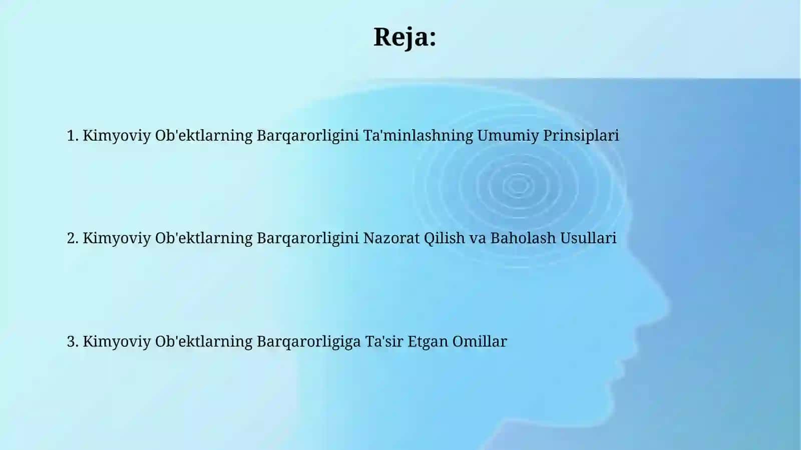 Kimyoviy ob'ektlarning barqarorligini taminlash 2