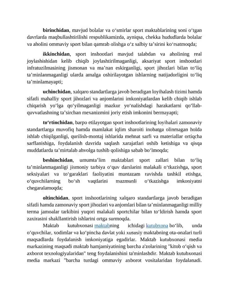 Oʻquv xonalarini va maktab kutibxonasini moddiy texnik baza bilan ta’minlanishida 2