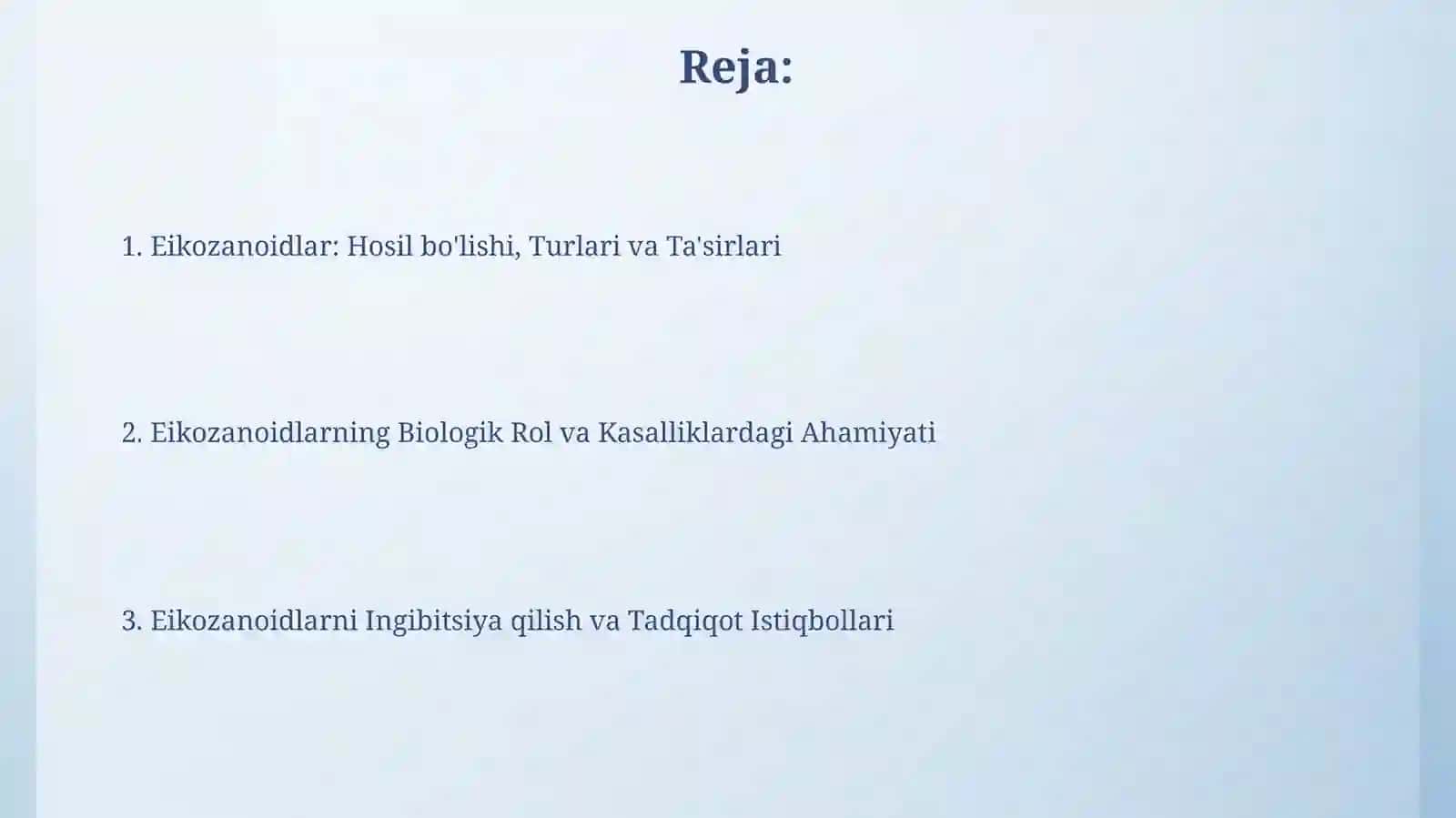Eykozanoidlar, hosil boʻlish mexanizmi, turlari, ta'siri 2