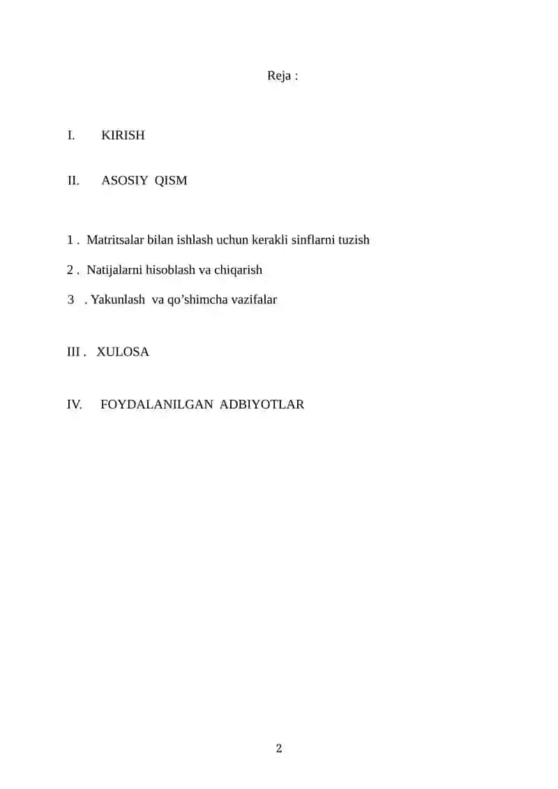 C++ da matritsalar ustida amal bajaradigan foydalanuvchi kutubxonasini yaratish 2