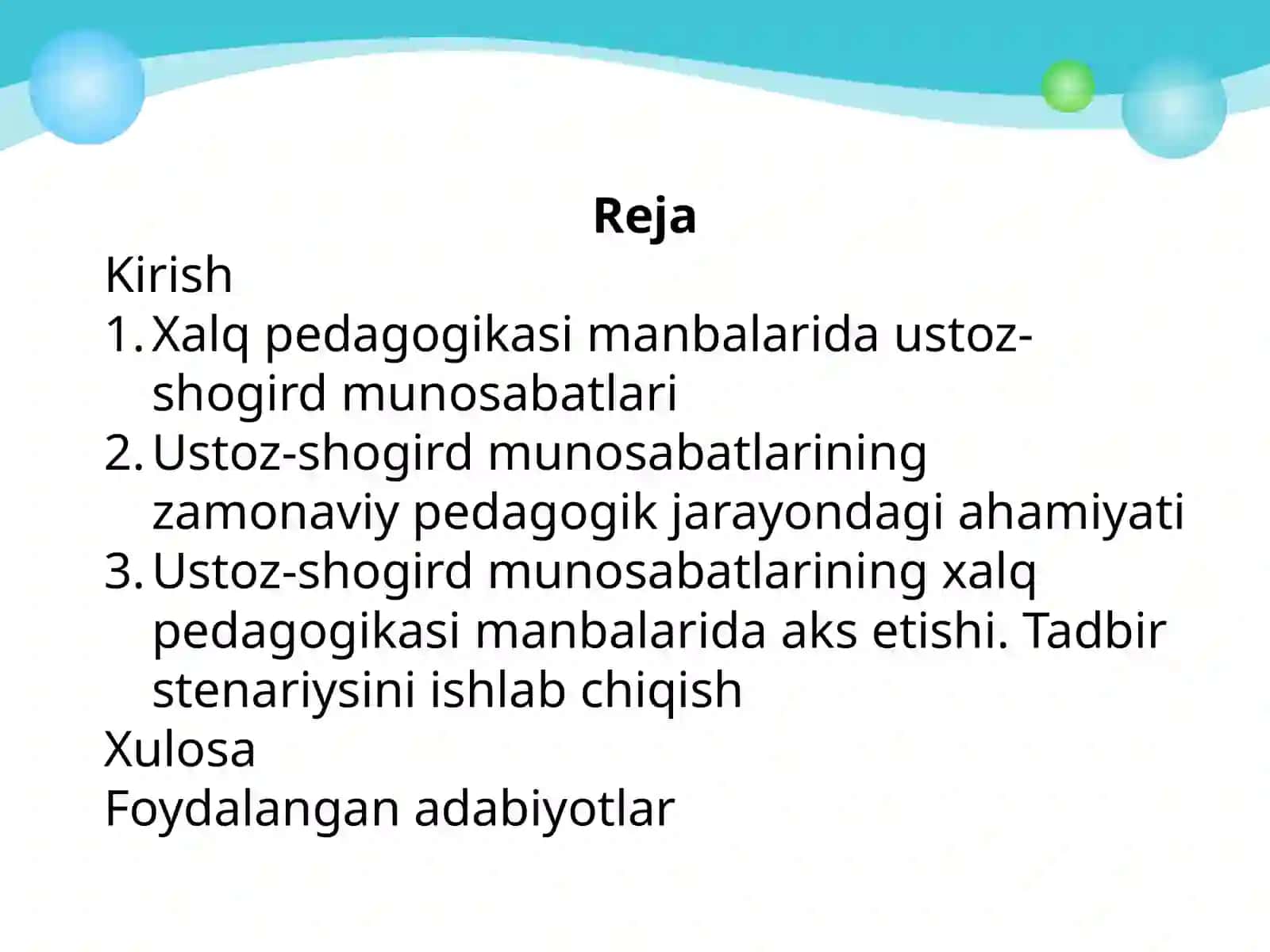 Ustoz-shogird munosabatlarining xalq pedagogikasi manbalarida aks etishi 2