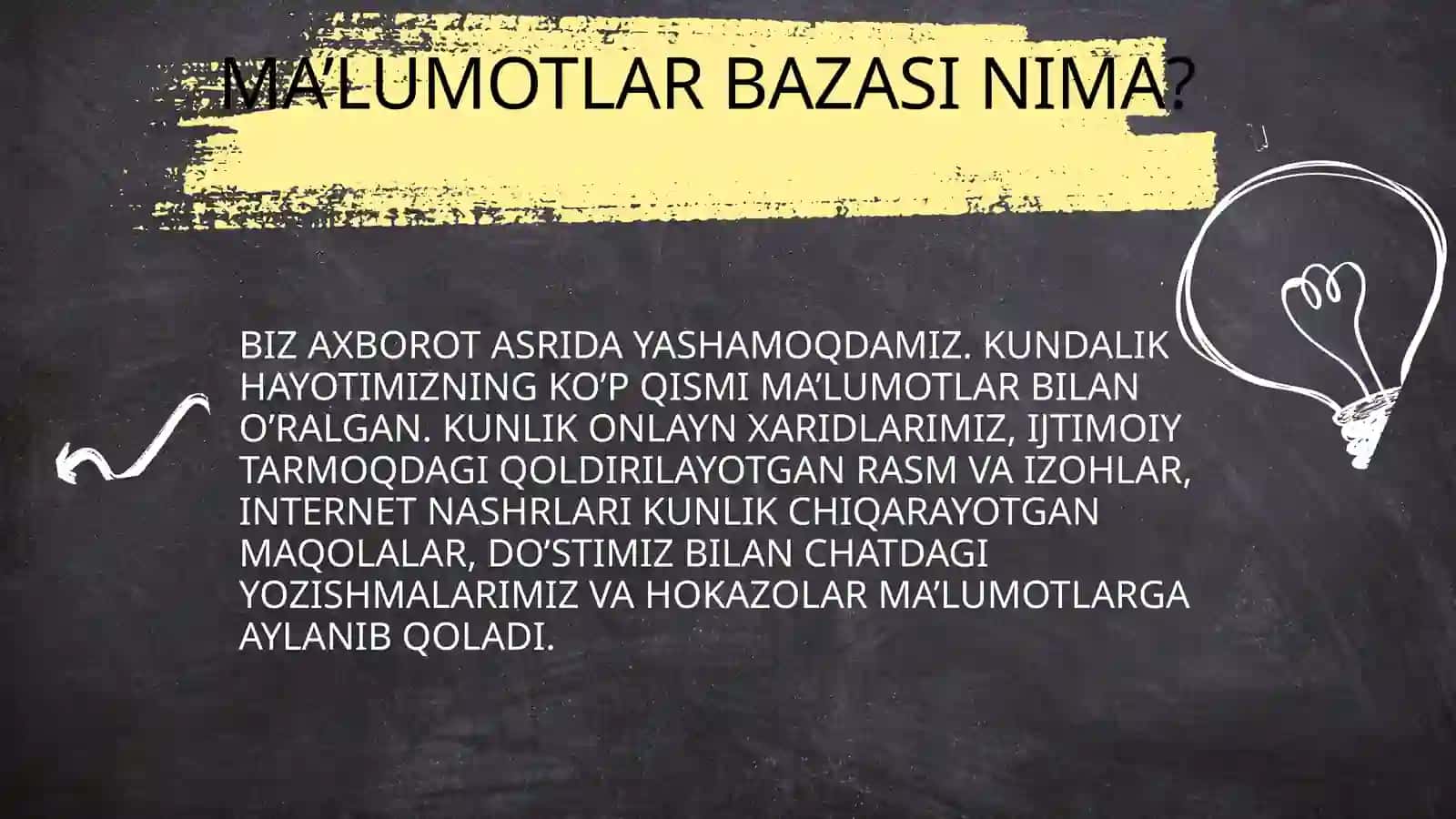 MA’LUMOTLAR BAZASINING HAYOTDA TUTGAN O’RNI 2