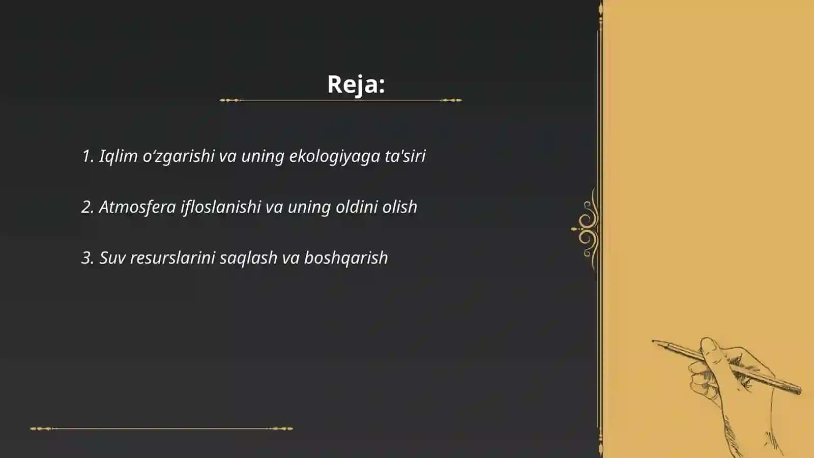 Ekologiya va tabiatni asrash mavzusida loiha ishi 2