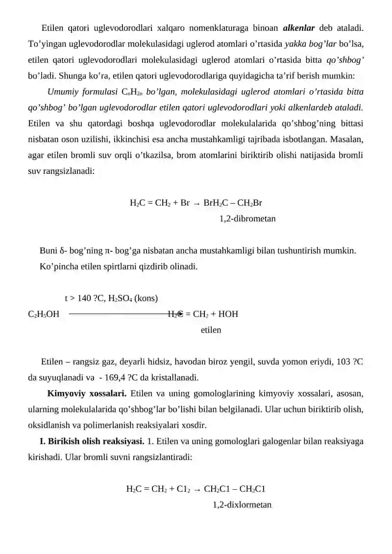 Etilen qatori uglevodorodlari 2