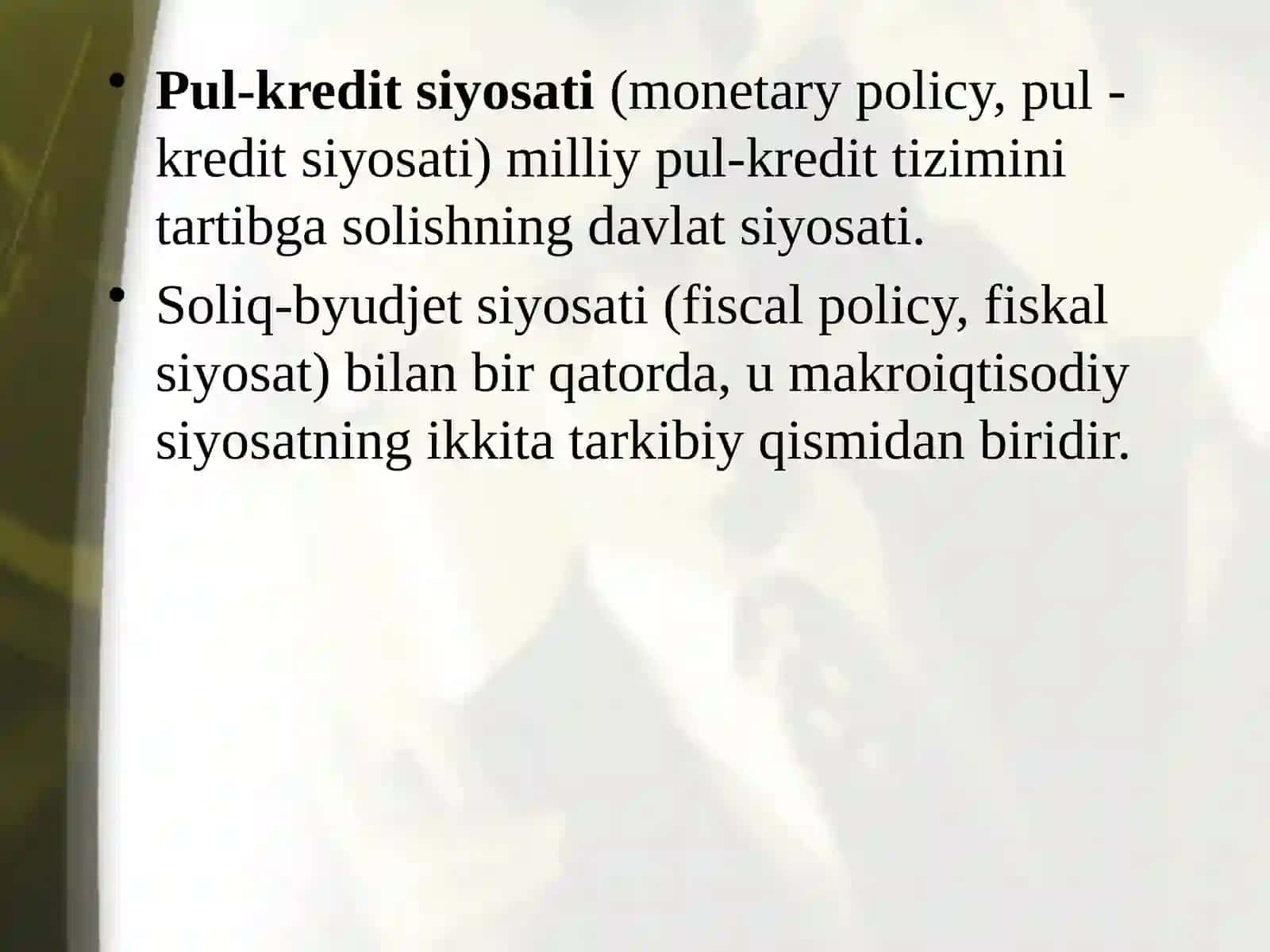 PUL-KREDIT SIYOSATI 2