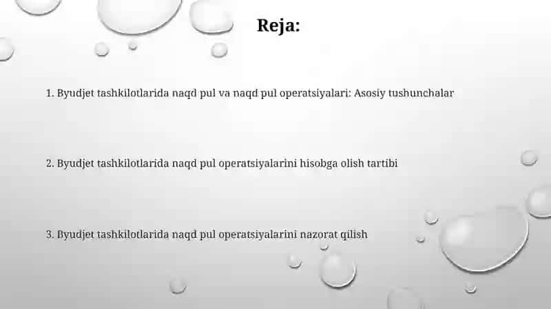 Byudjet tashkilotlarida kassa va kassa operatsiyalari 2