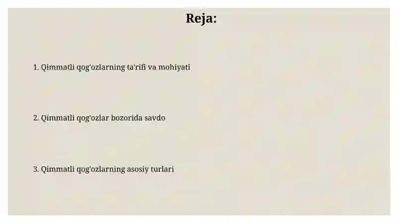 Qimmatli qog'ozlar va ularni turlari 2