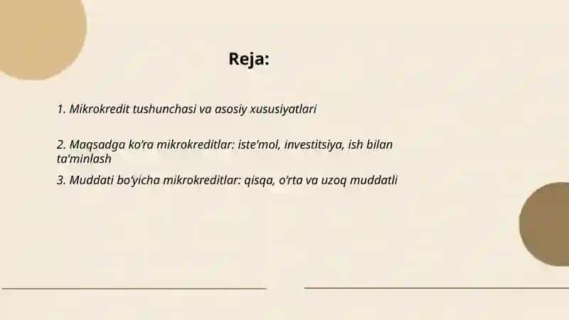 Mikrokreditlar turlari va ularni berish tartibi 2