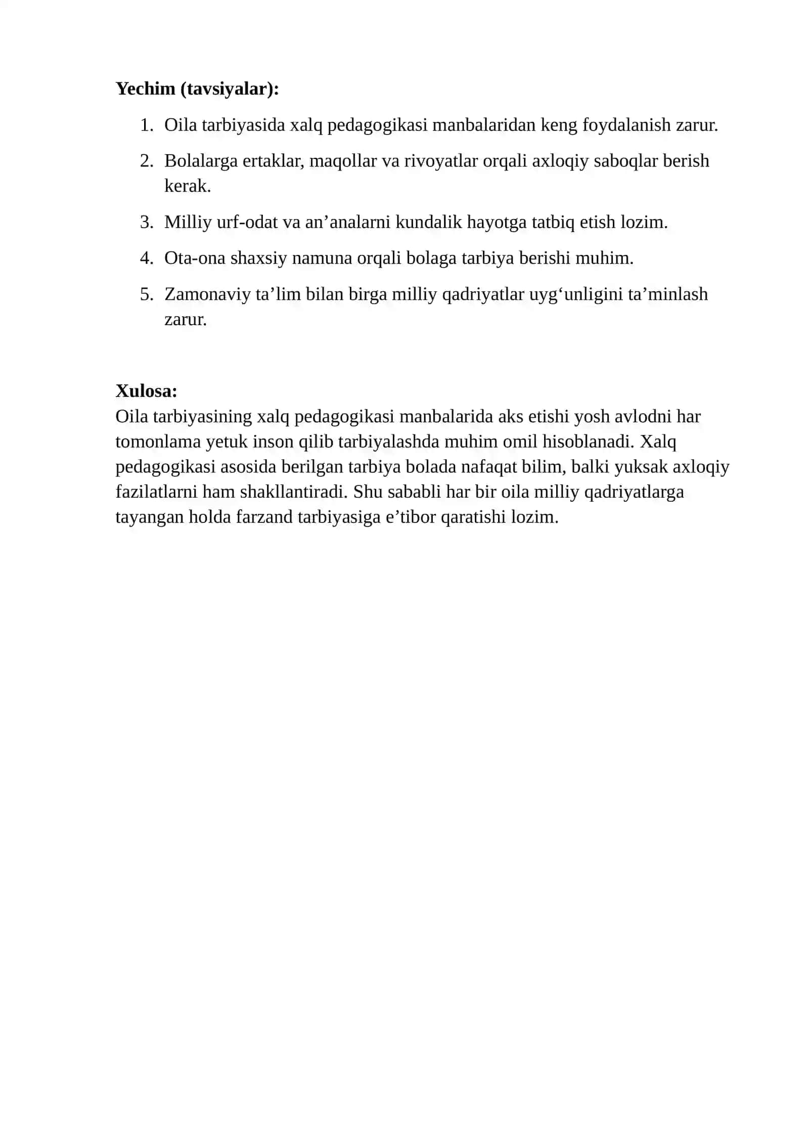 Oila tarbiyasining xalq pedagogikasi manbalarida aks etishi 2