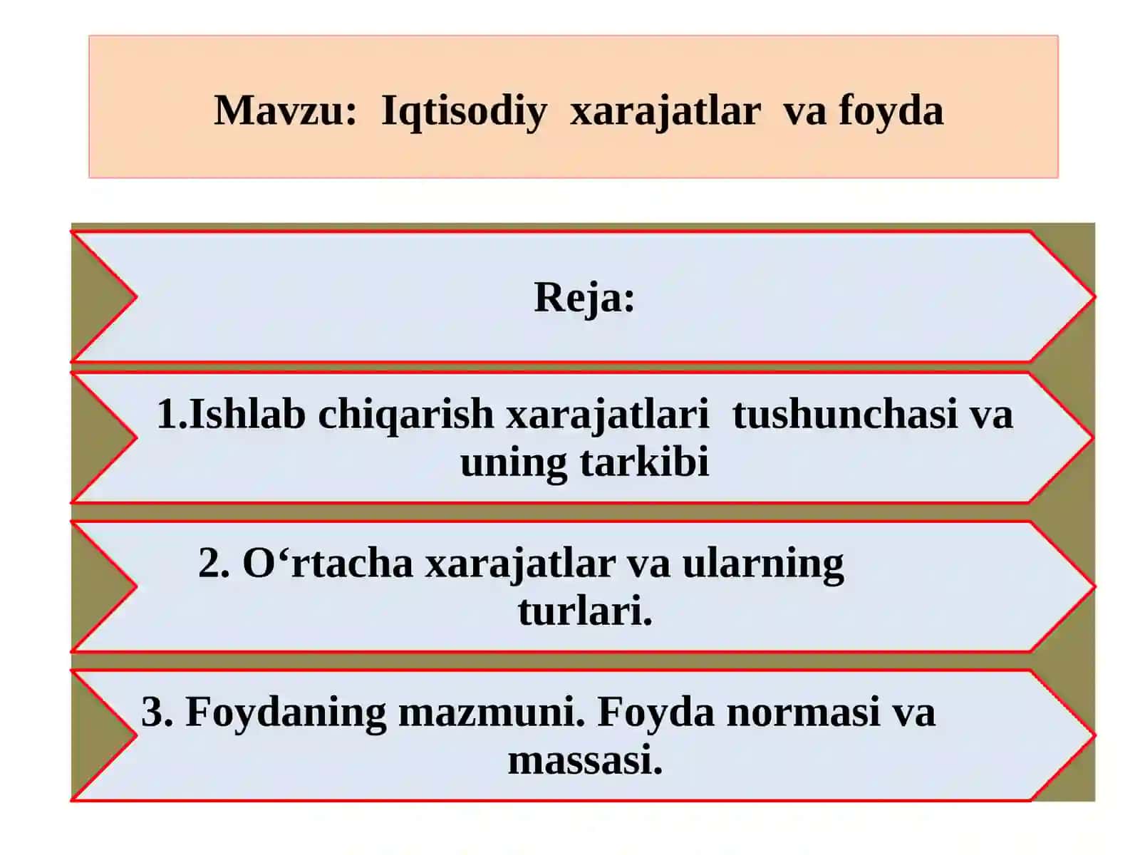 Iqtisodiy xarajatlar va foyda 2