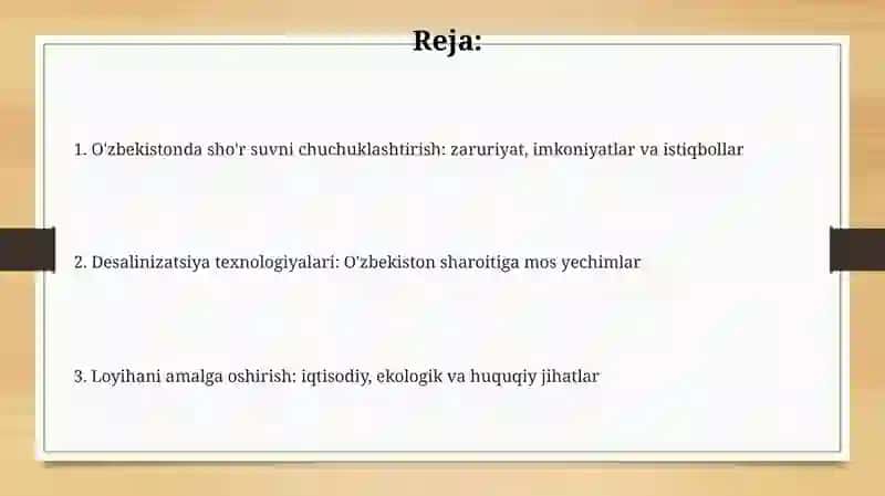 O'zbekistonda sho'r suvni chuchuklashtirish: zaruriyat, imkoniyatlar va istiqbollar 2