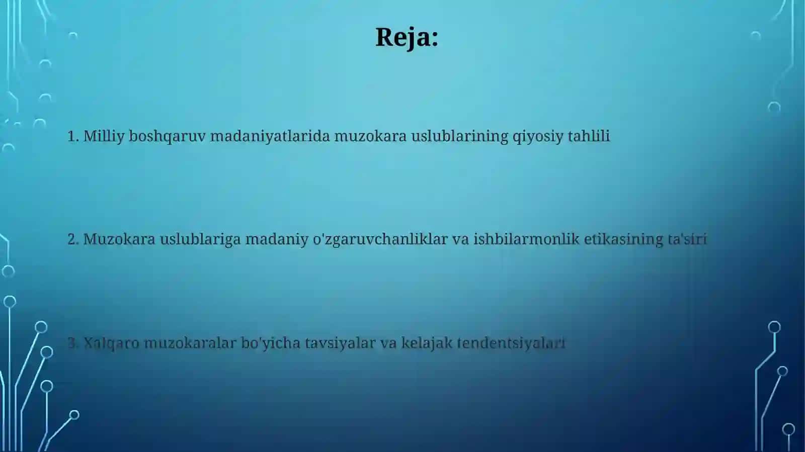 Turli milliy boshqaruv madaniyatlarida muzokora yuritish uslublarining qiyosiy tahlili 2