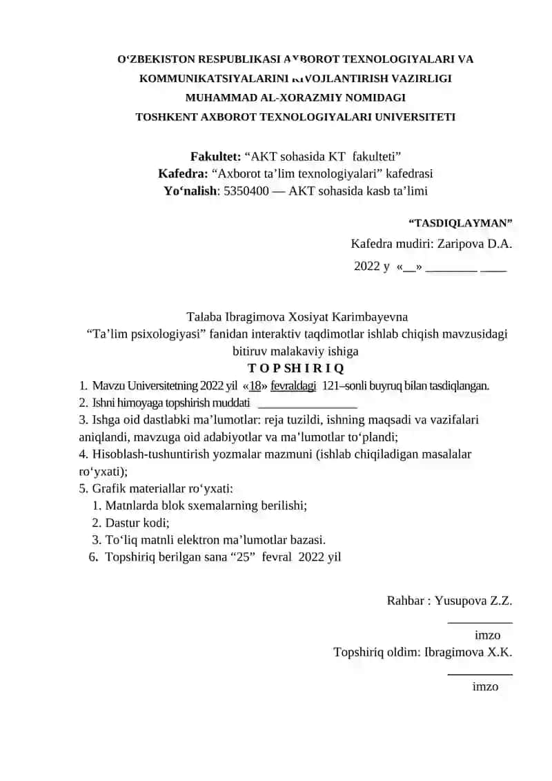 Ta'lim Psixologiyasi Fanidan Interaktiv Taqdimotlar Ishlab Chiqish 2