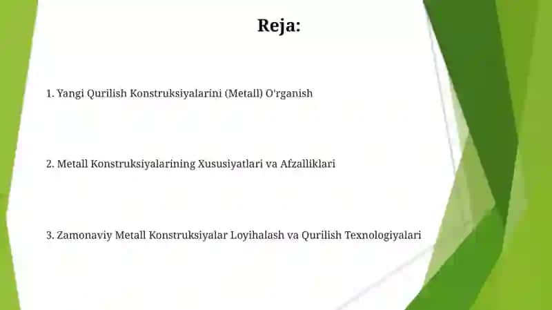 Yangi Qurilish Konstruksiyalarini (Metall) O'rganish 2