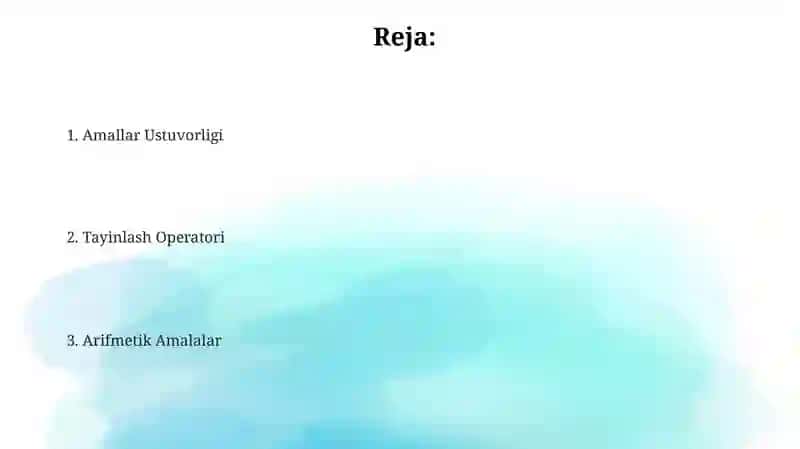 Arifmetik amallar. Qiymat berish operatori 2