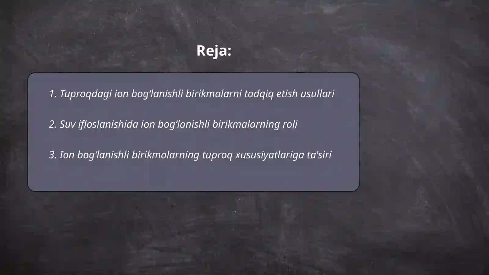 Tuproqdagi ion bog‘lanishli birikmalarni aniqlash 2