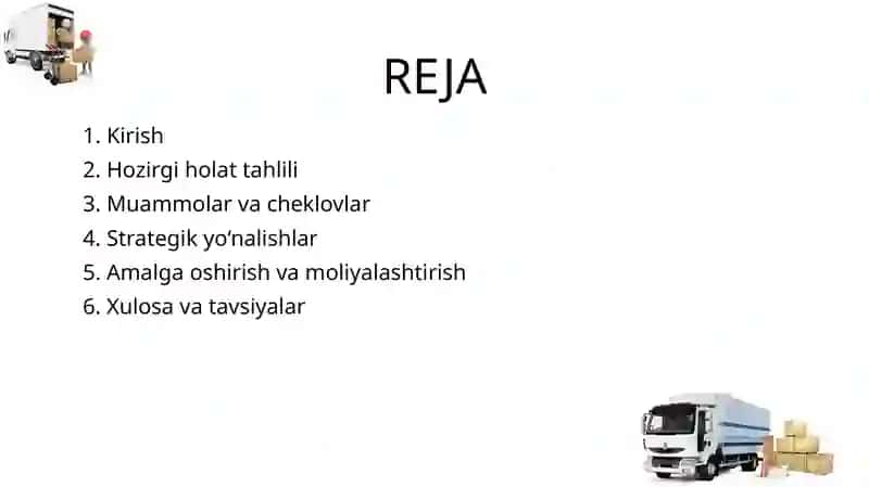 O'zbekiston Respublikasi yuk tashish tizimini rivojlantirish strategiyasi 2
