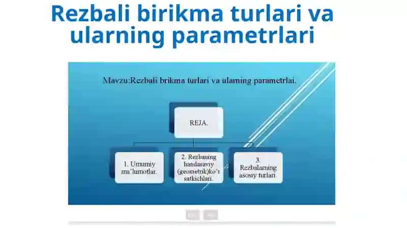 Rezbali birikma turlari va ularning parametrlari 2