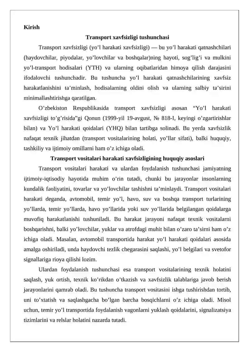 Transport xavfsizligi tushunchasi 2