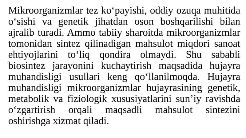 Mikroorganizmlar biosintezini oshirishda hujayra muhandisligi 2