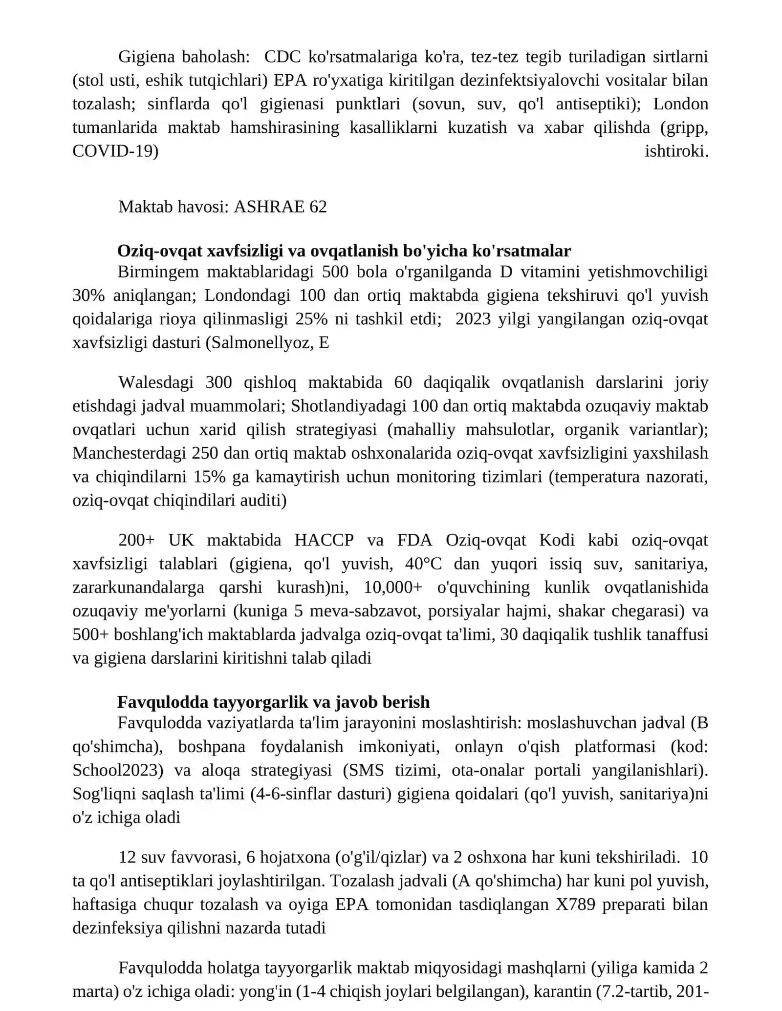 Gigiyena va ta'lim muhitining optimallashtirish strategiyasi 2