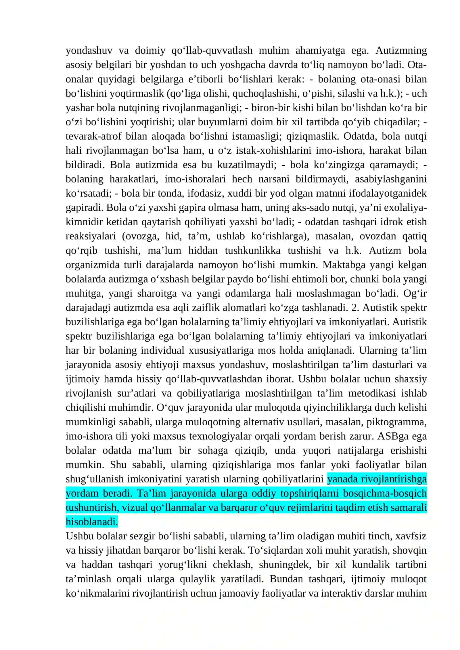 Autistik spektr buzilishlariga ega bolalar uchun inklyuziv ta’lim strategiyalari 2
