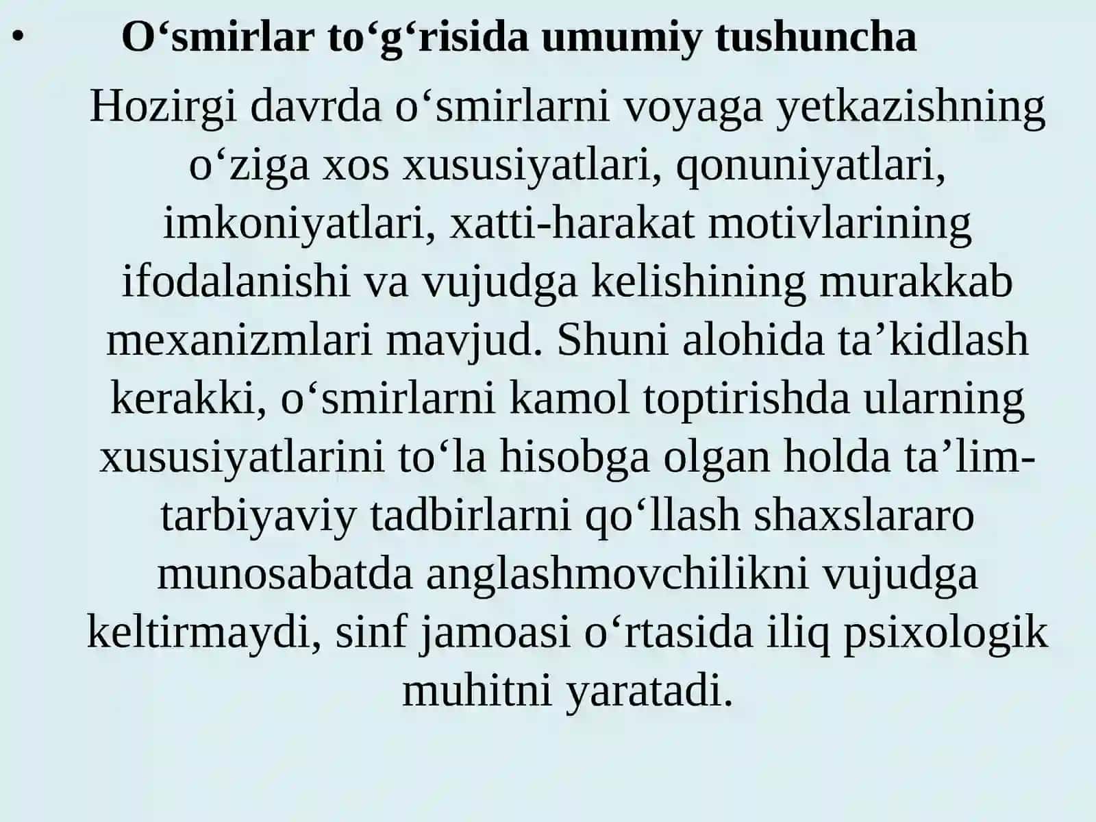 O‘smirlik davridagi psixik rivojlanish xususiyatlari 2