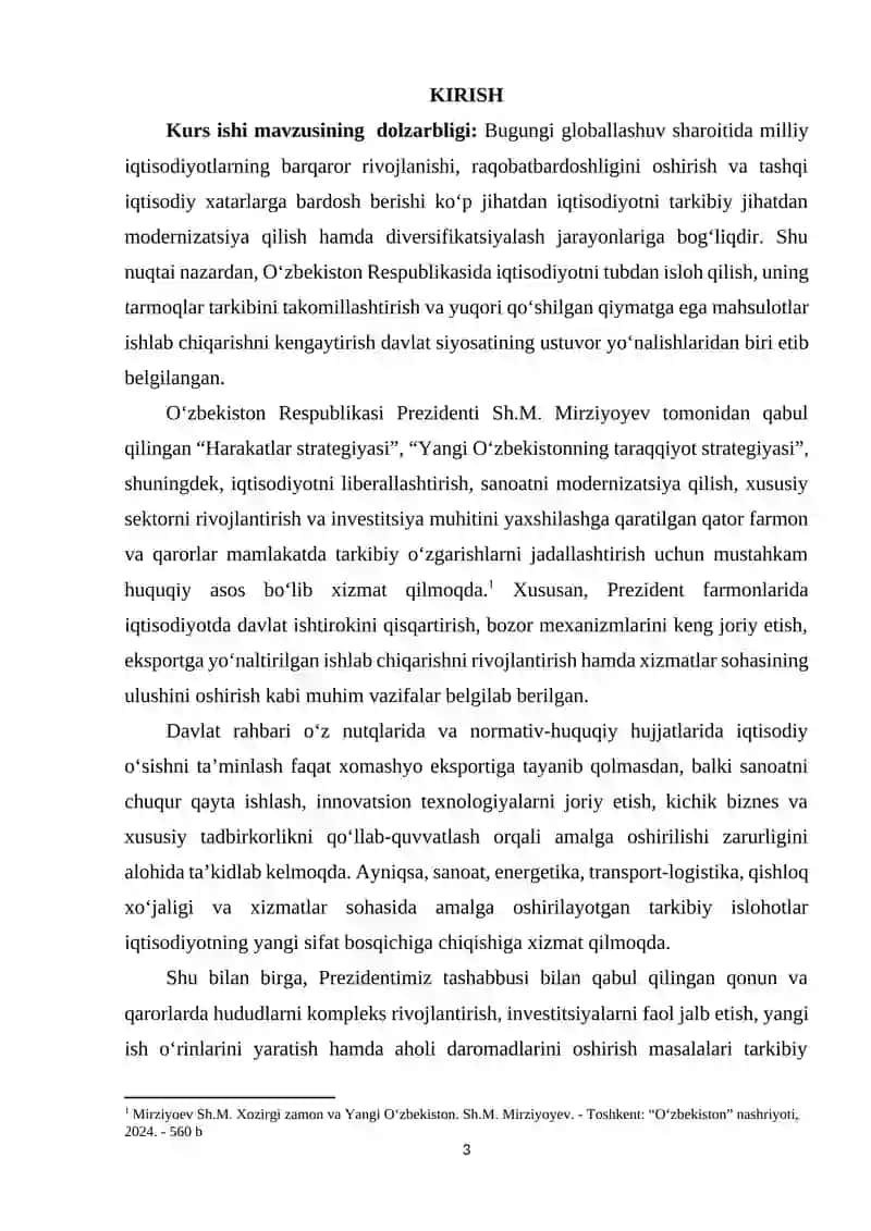 O‘zbekiston iqtisodiyotda tarkibiy o‘zgarishlarni amalga oshirishning ustuvor yo‘nalishlari 2
