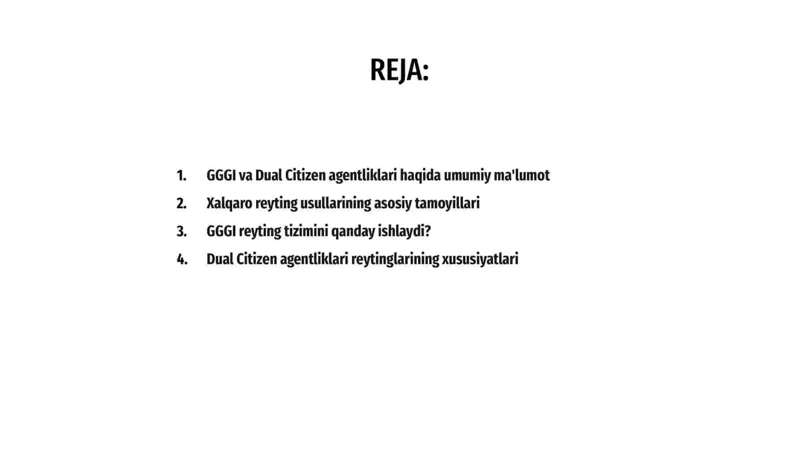 GGGI va Dual Citizen xalqaro agentliklarining reyting usuli 2