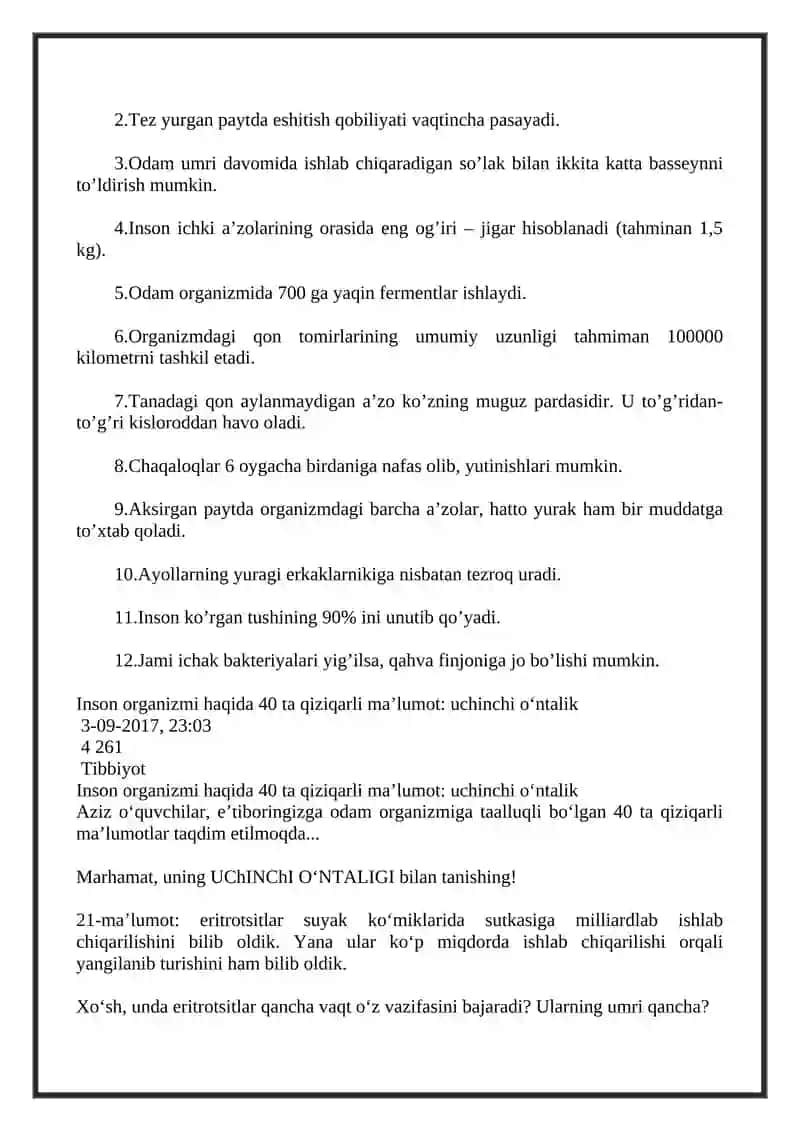 Qon Haqida Qiziqarli Faktlar 2