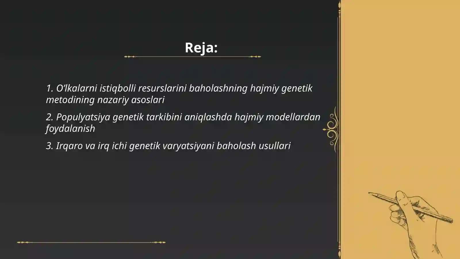 O’lkalarni istiqbolli resurslarini baholashning hajmiy genetik metodi 2