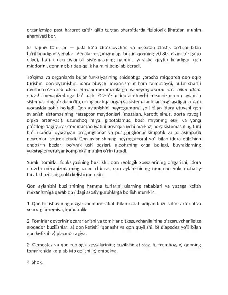 Gemodinamika  buzilishi, tromboembolik kasalliklar va shok. Giperemiya va dimlanish. 2