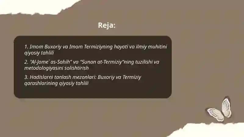 Imom Buxoriy va Imom Termiziyning hadis ilmiga qoʼshgan hissalarini qiyosiy tahlili 2