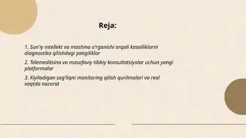 Tibbiyot sohasiga oid innovatsion yangiliklar 2
