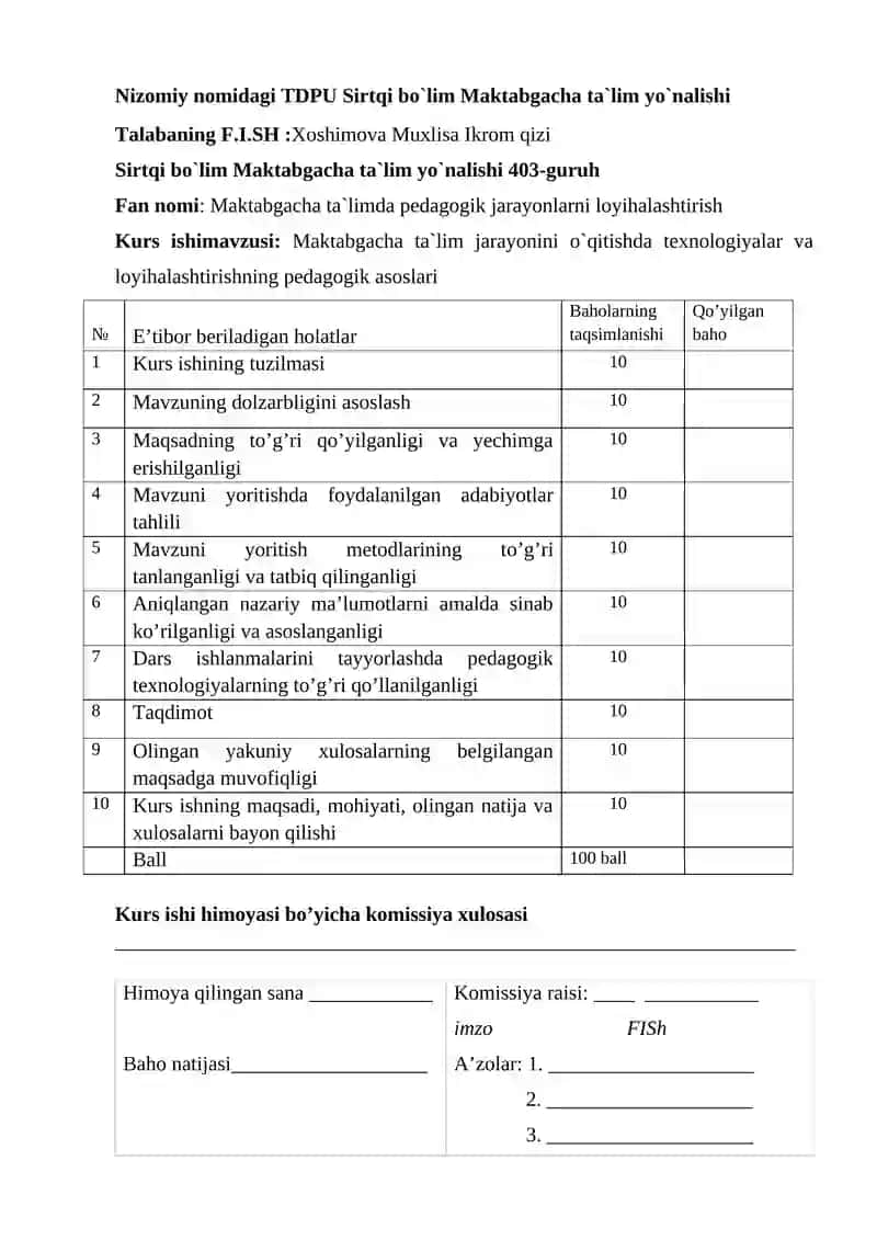 Maktabgacha Ta'lim Jarayonini O`qitishda Texnologiyalar va Loyihalashtirishning Pedagogik Asoslari 2
