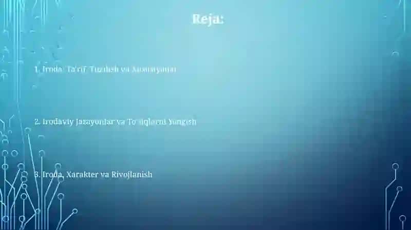 Shaxs va uning irodaviy sohasi 2
